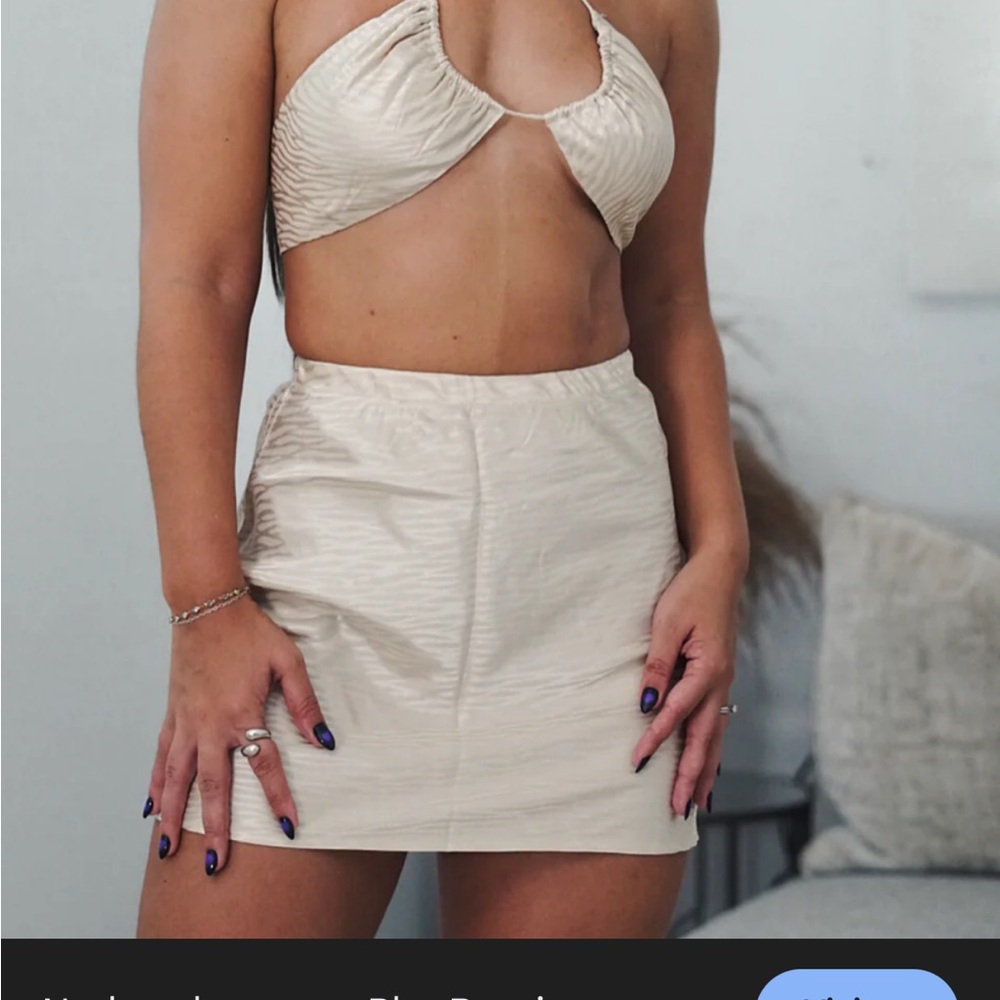 Beige Two-Piece Skirt Set